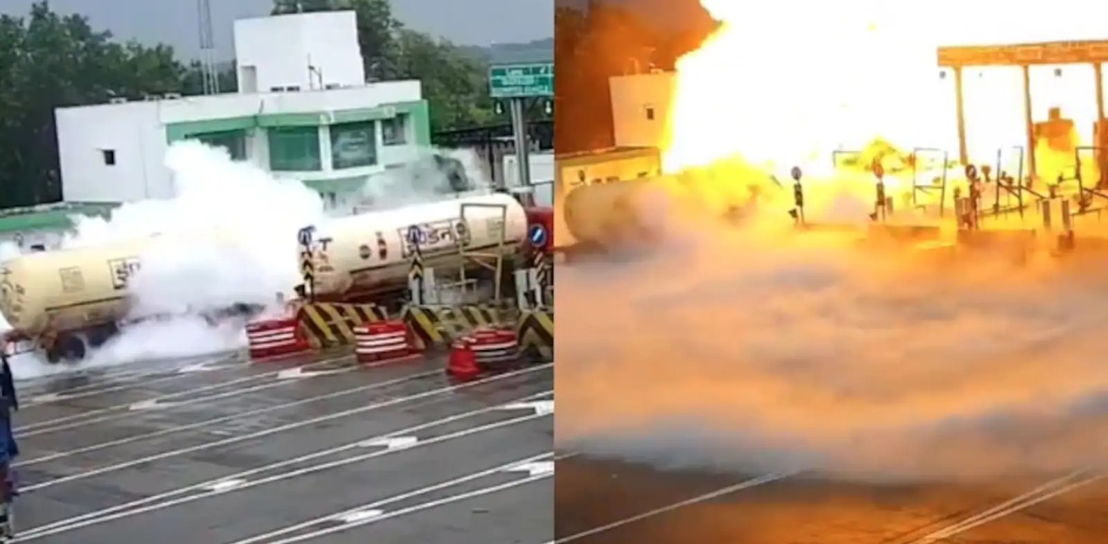 LPG Tanker Catches Fire Near Toll Plaza