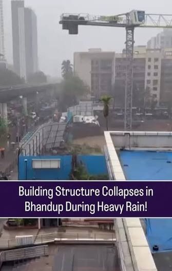 Heavy Rainfall Triggers Collapse at Under-Construction Site in Mumbai's Bhandup West
